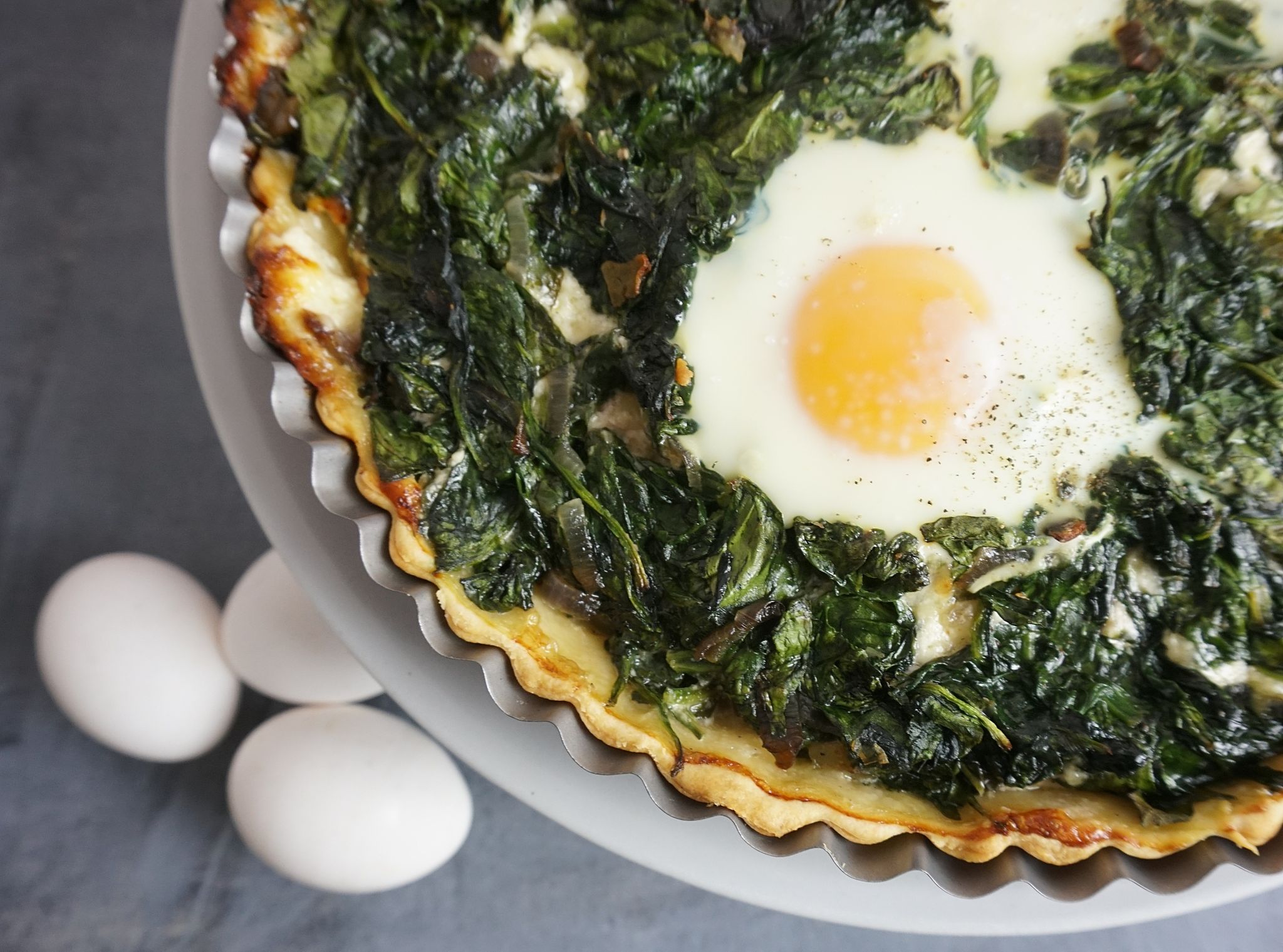 Rezept für Tarte mit Spinat und Ei