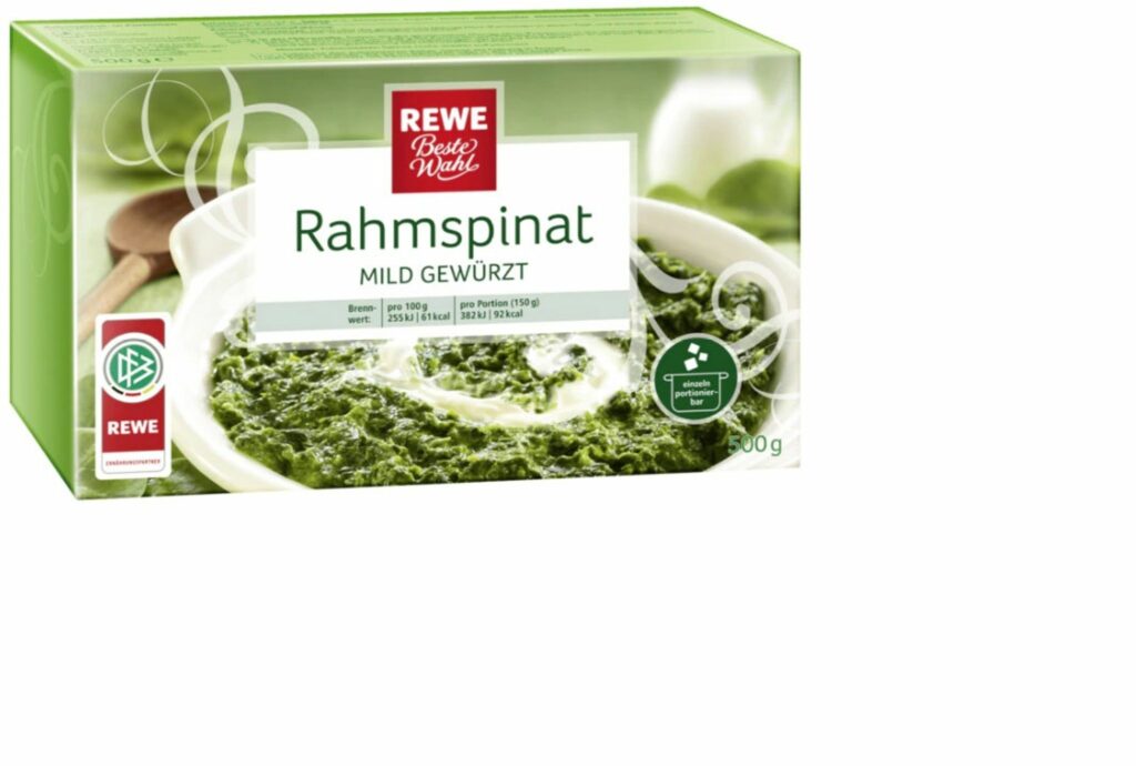 Hersteller ruft zwei Chargen Rewe-Rahmspinat zurück