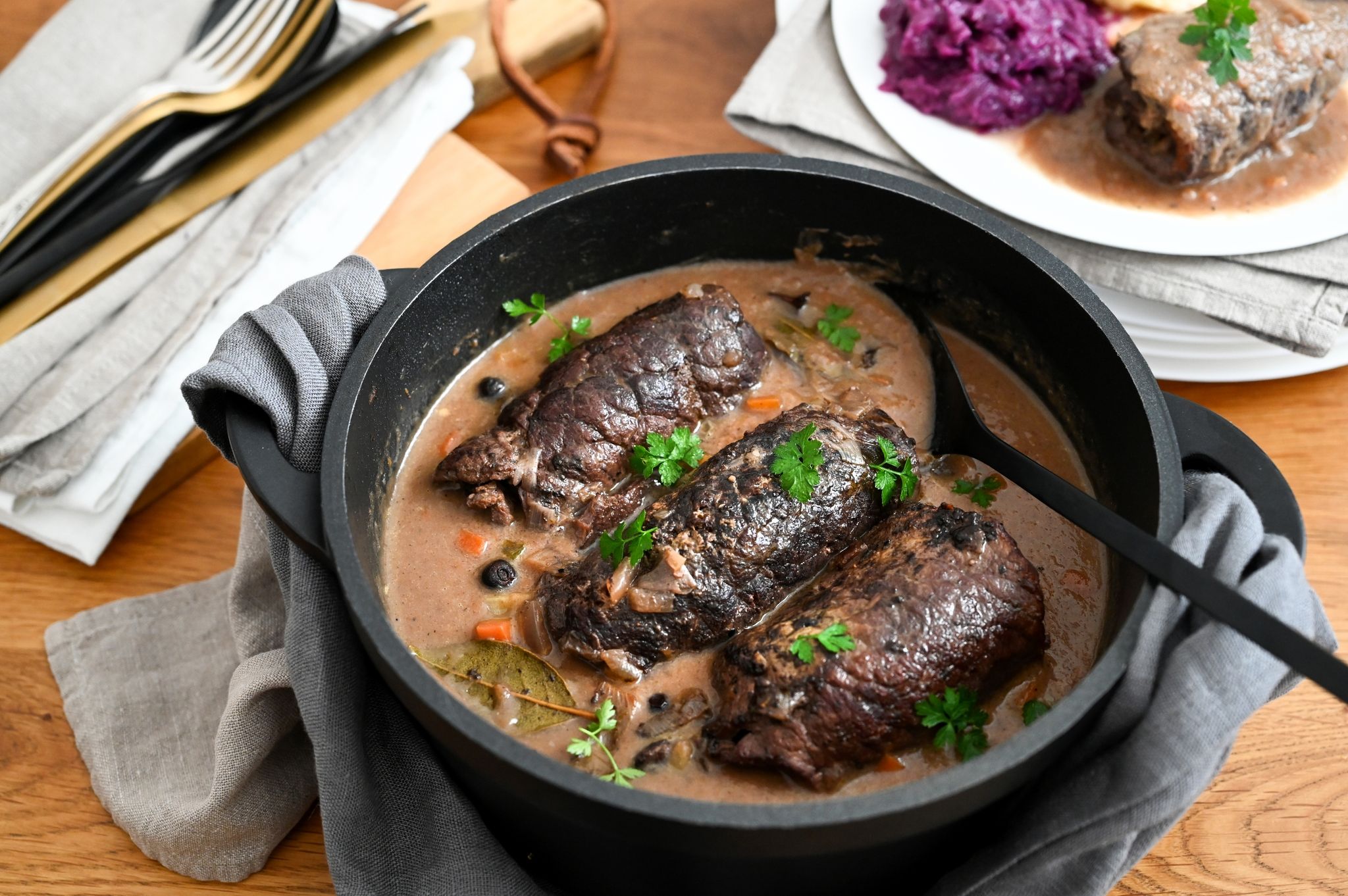 Rezept für Rouladen in Rotweinsoße